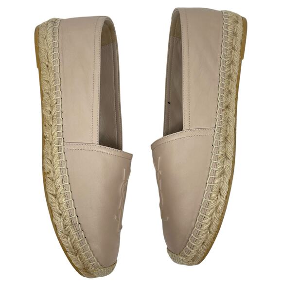 Saint Laurent Logo Monogram Nappa Leather Espadrilles Rose Poudre Size 38 - Picture 8 of 16